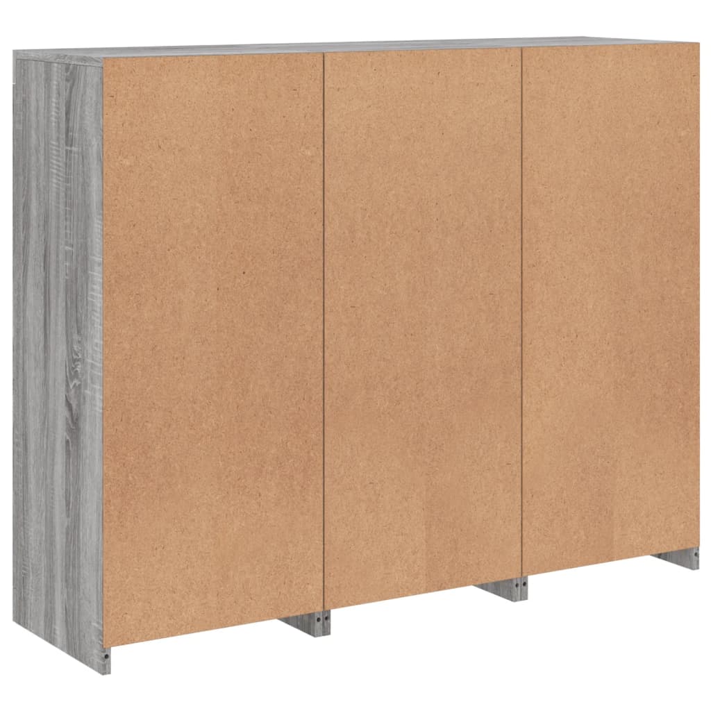 Buffets avec lumières LED 3 pcs sonoma gris bois d'ingénierie - XIOS