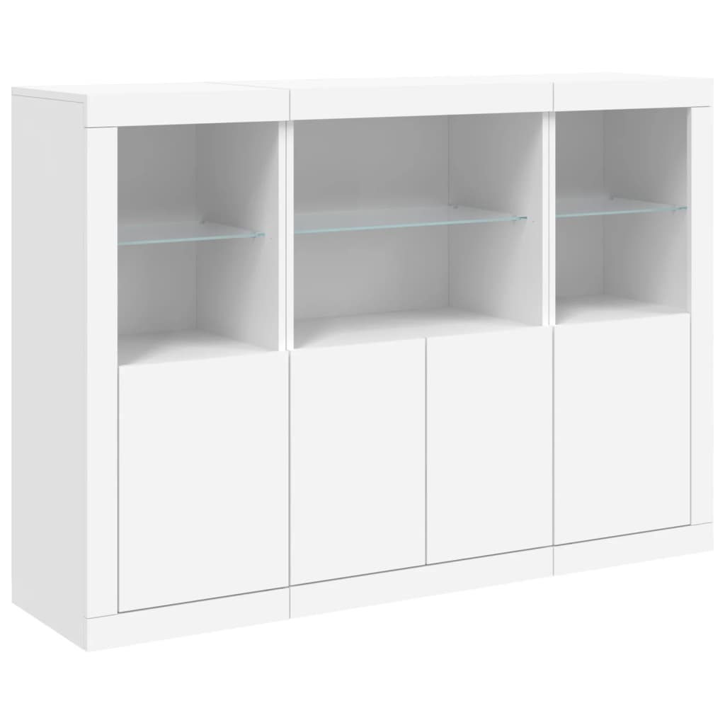 Buffets avec lumières LED 3 pcs blanc bois d'ingénierie - XIOS