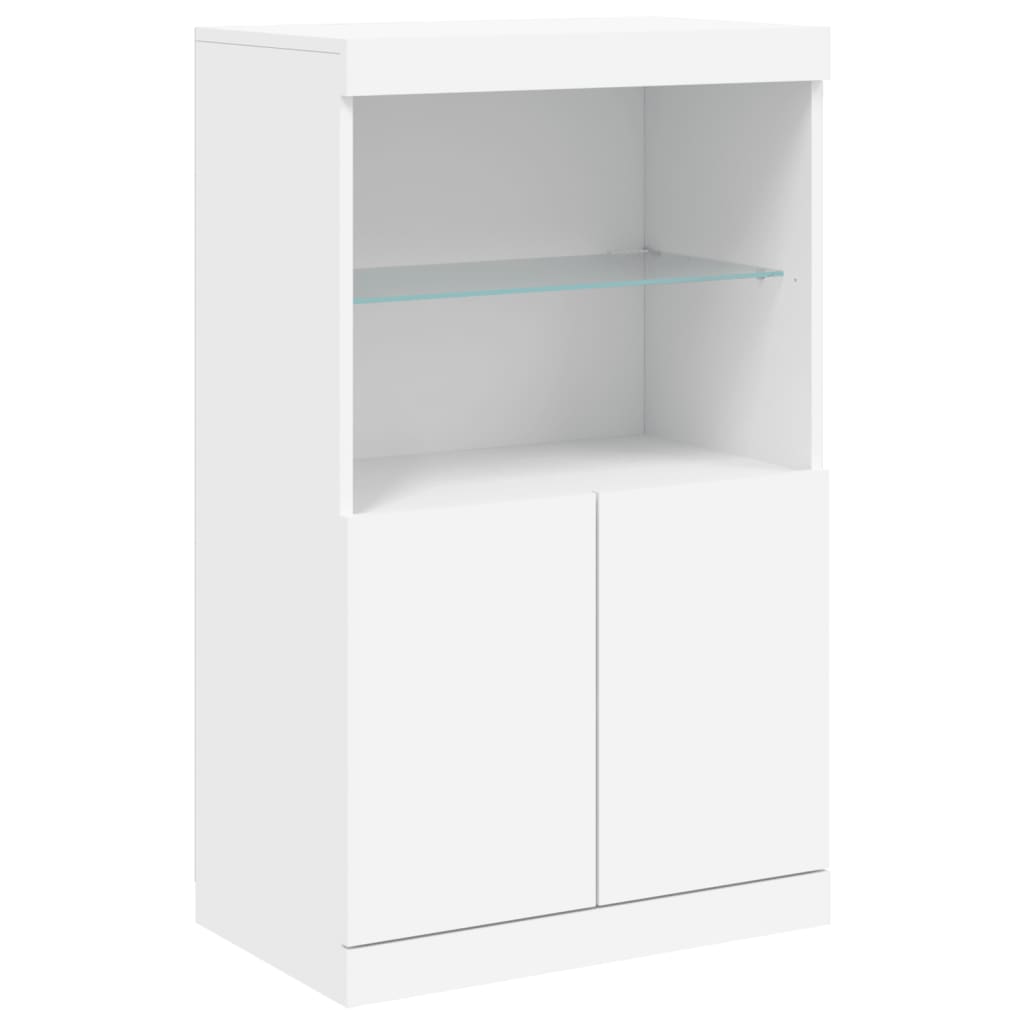 Buffets avec lumières LED 3 pcs blanc bois d'ingénierie