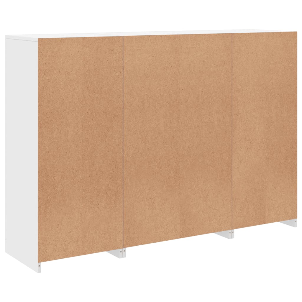 Buffets avec lumières LED 3 pcs blanc bois d'ingénierie