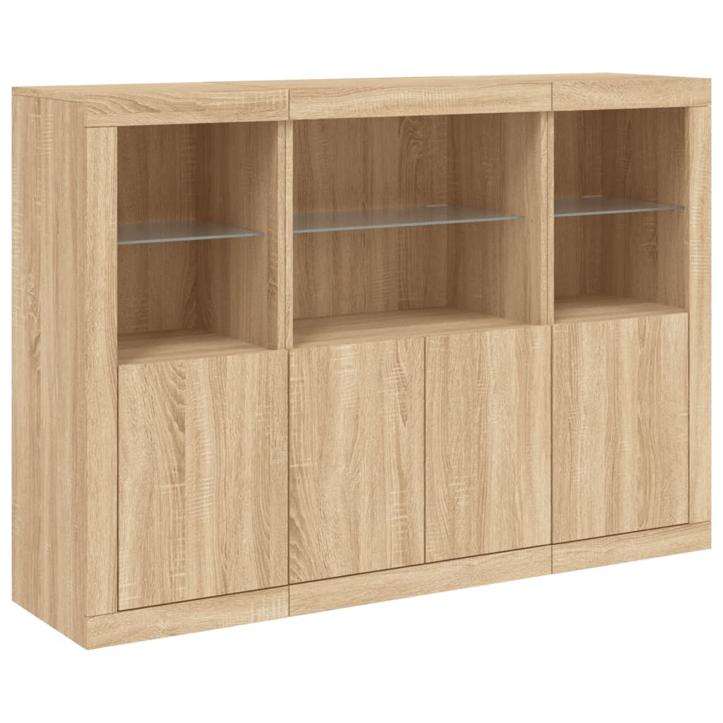 Buffets avec lumières LED 3 pcs chêne sonoma bois d'ingénierie