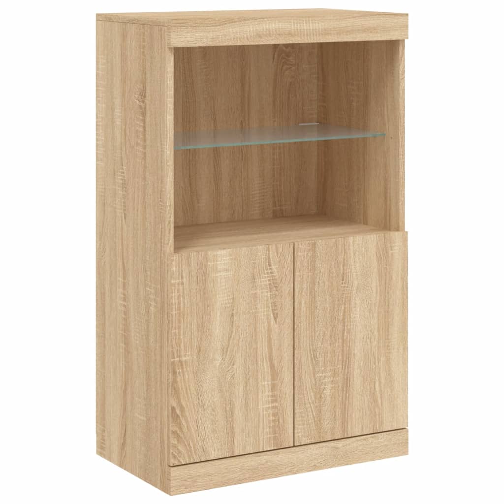 Buffets avec lumières LED 3 pcs chêne sonoma bois d'ingénierie - XIOS