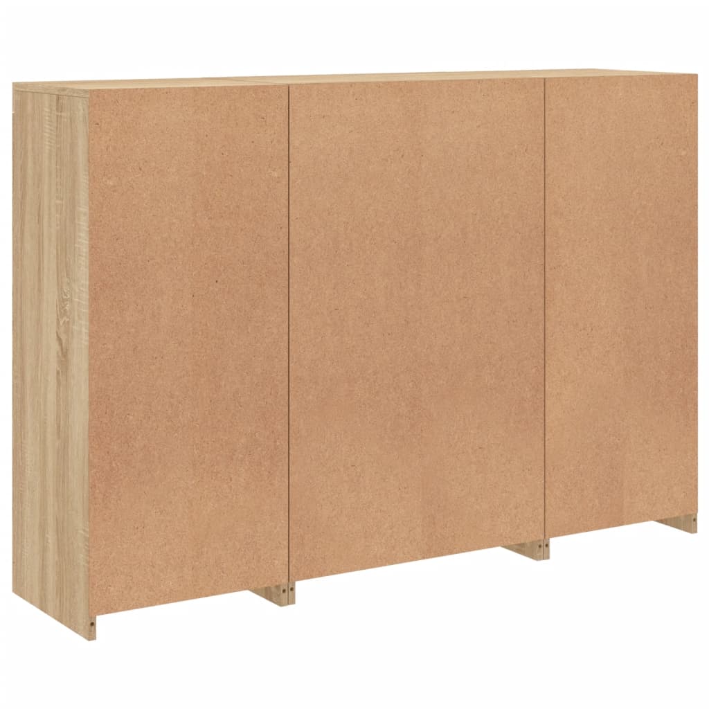 Buffets avec lumières LED 3 pcs chêne sonoma bois d'ingénierie