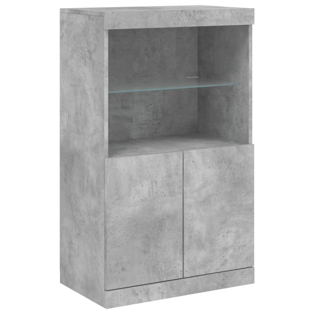Buffets avec lumières LED 3 pcs gris béton bois d'ingénierie - XIOS