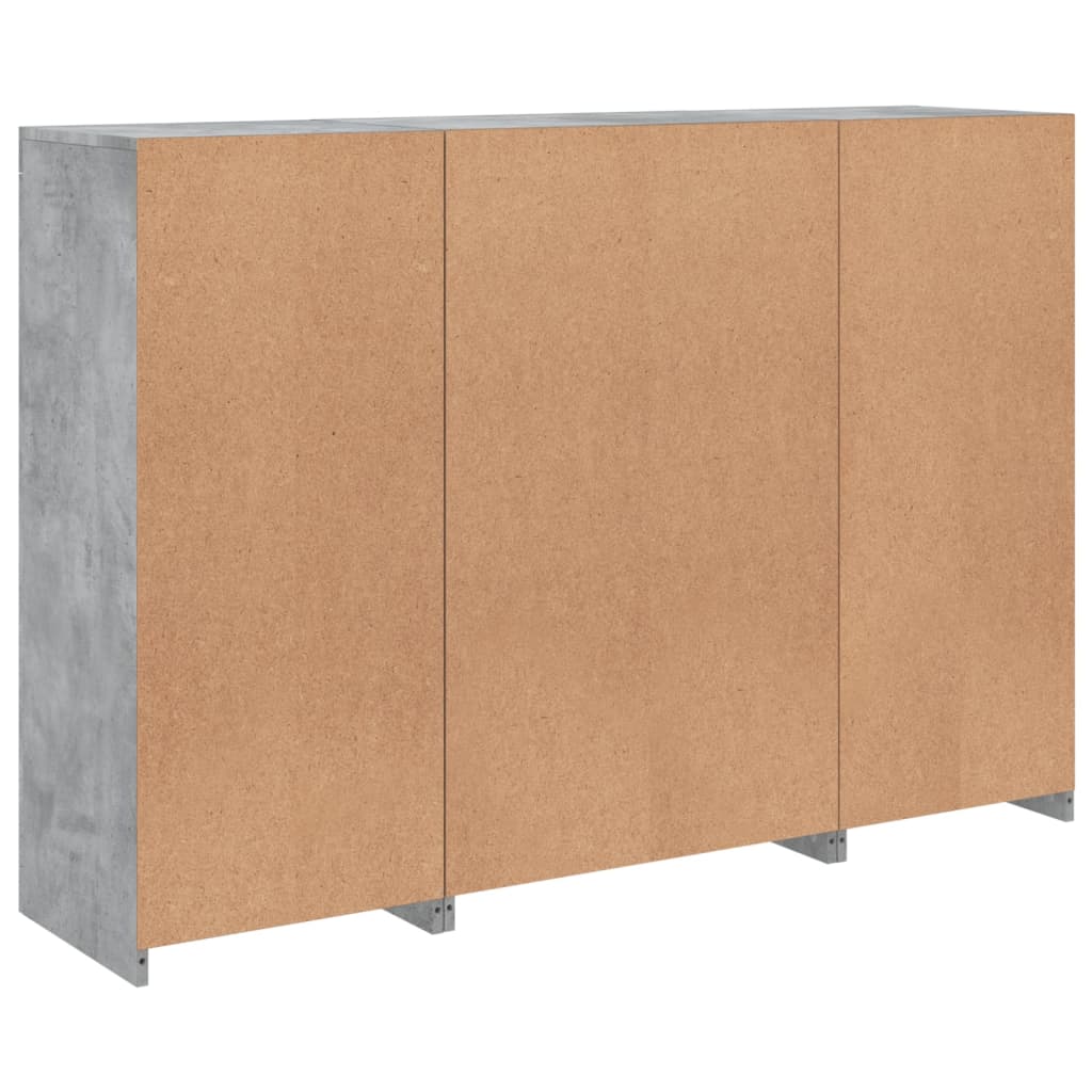 Buffets avec lumières LED 3 pcs gris béton bois d'ingénierie - XIOS