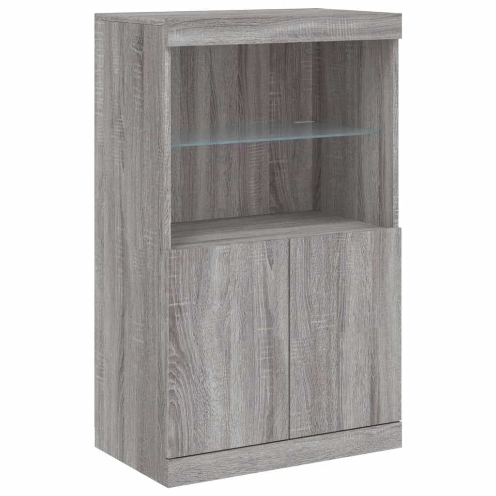 Buffets avec lumières LED 3 pcs sonoma gris bois d'ingénierie - XIOS