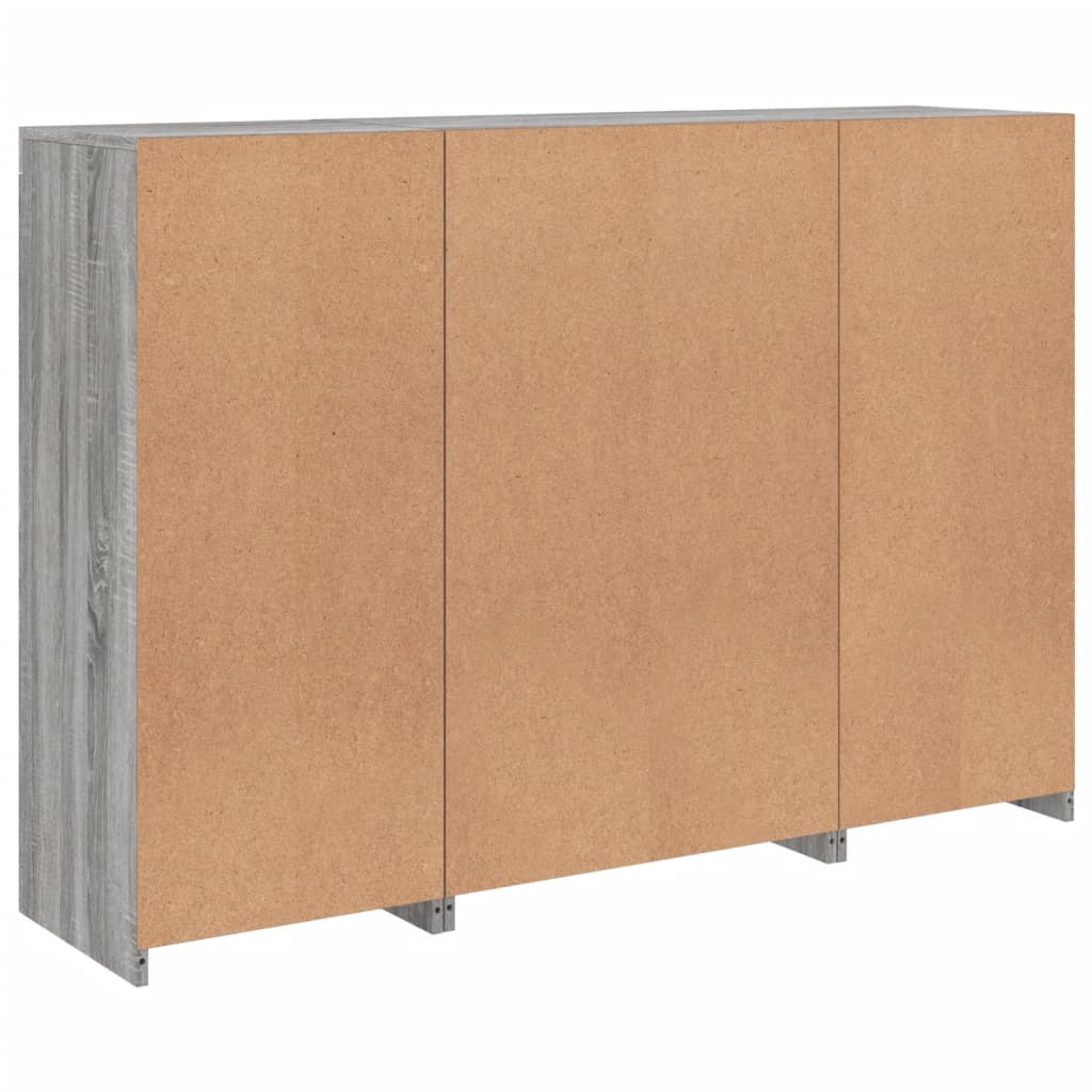 Buffets avec lumières LED 3 pcs sonoma gris bois d'ingénierie - XIOS