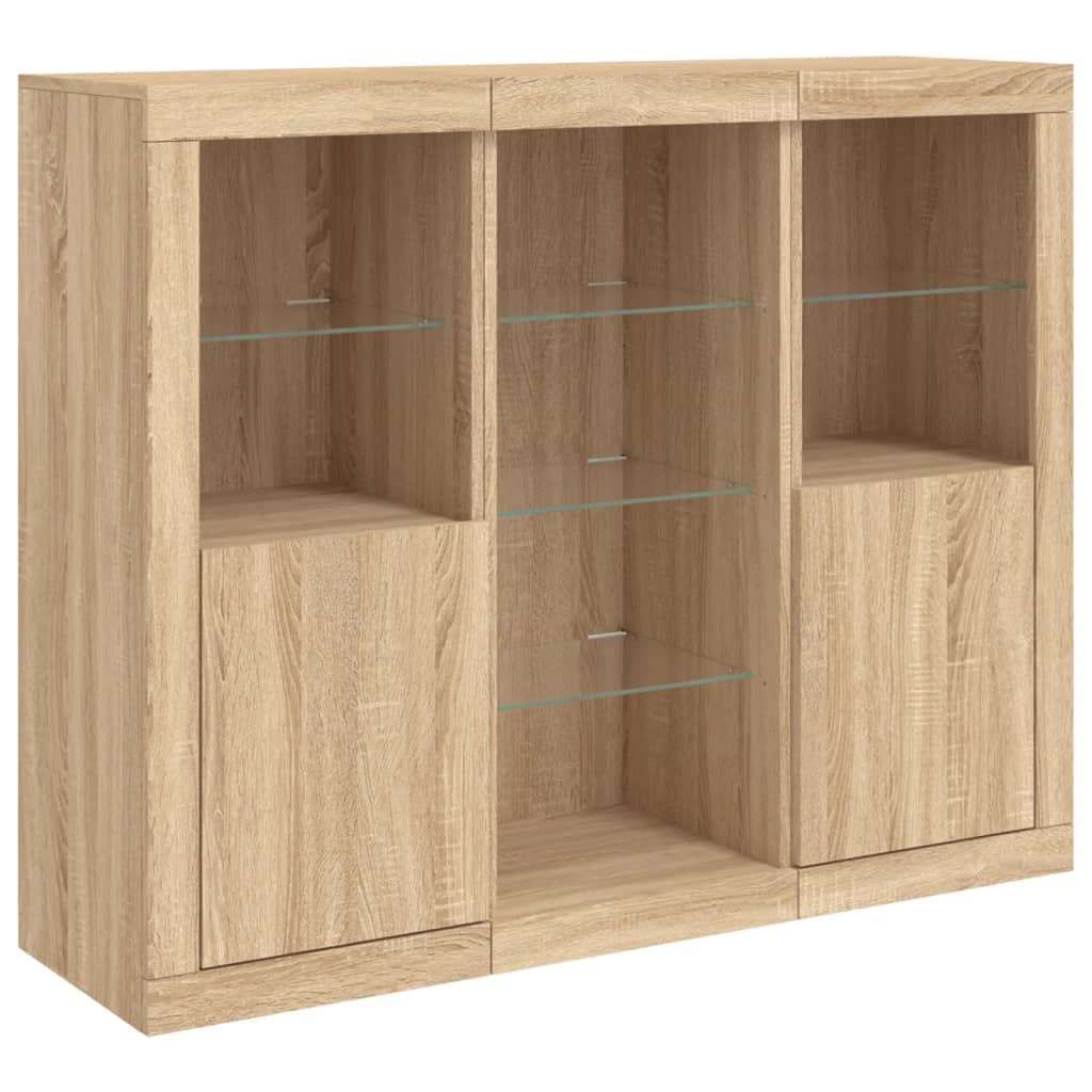 Buffets avec lumières LED 3 pcs chêne sonoma bois d'ingénierie - XIOS