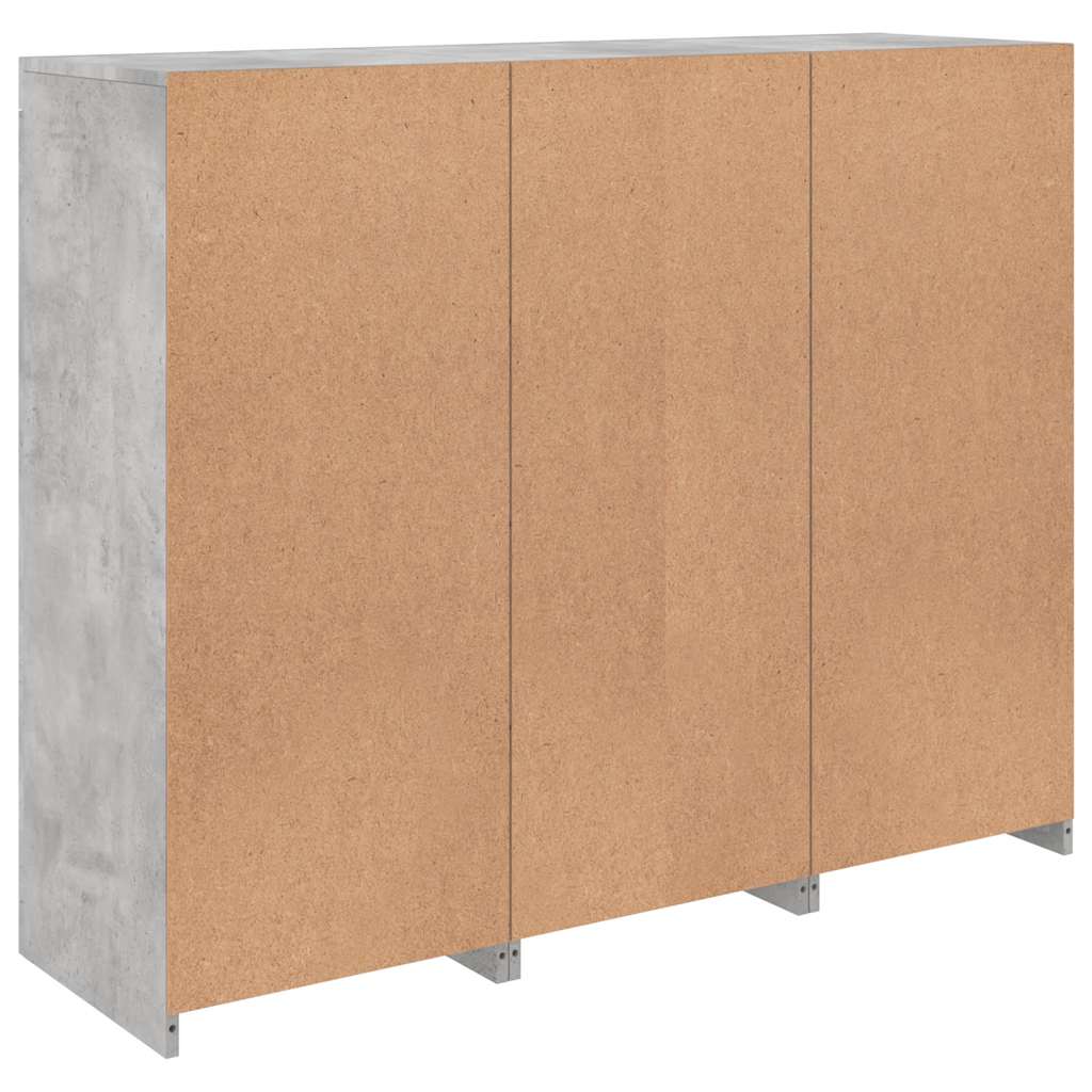 Buffets avec lumières LED 3 pcs gris béton bois d'ingénierie - XIOS