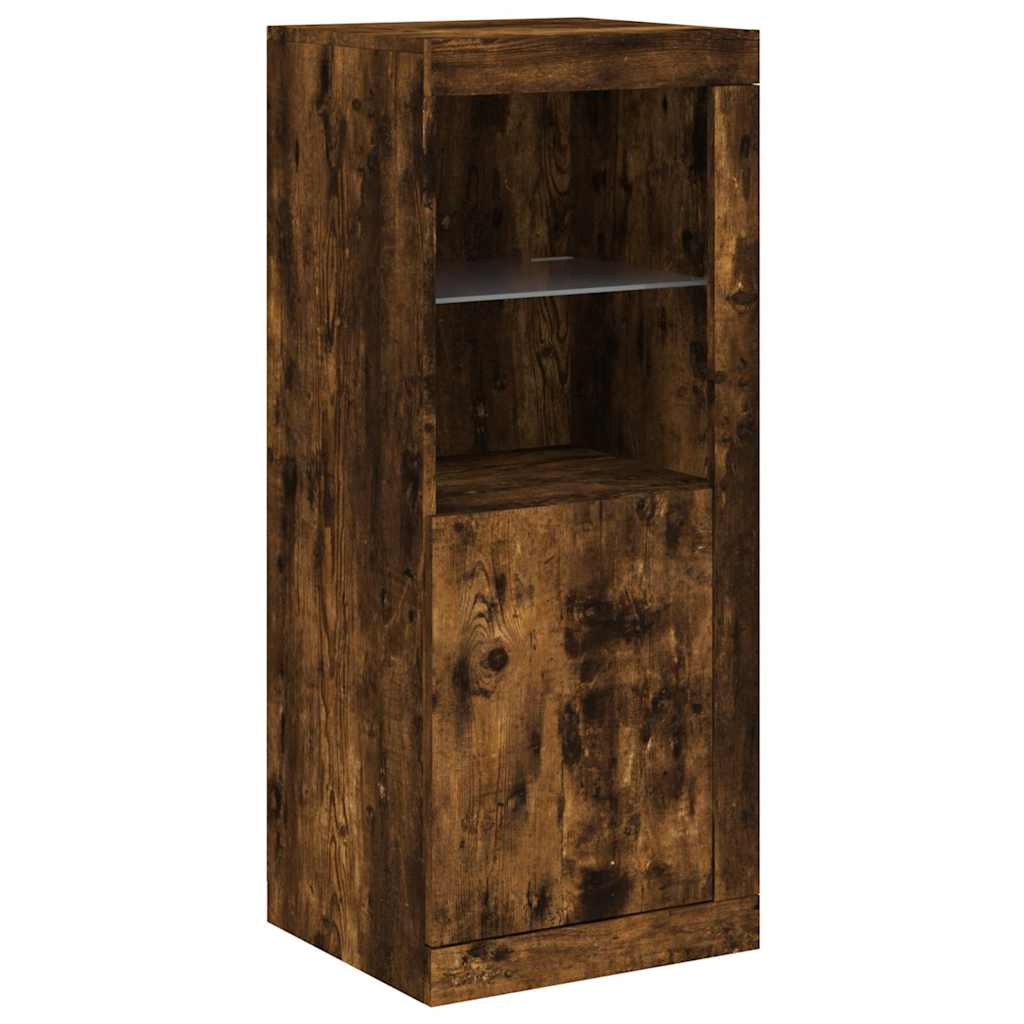 Buffets avec lumières LED 3 pcs chêne fumé bois d'ingénierie - XIOS