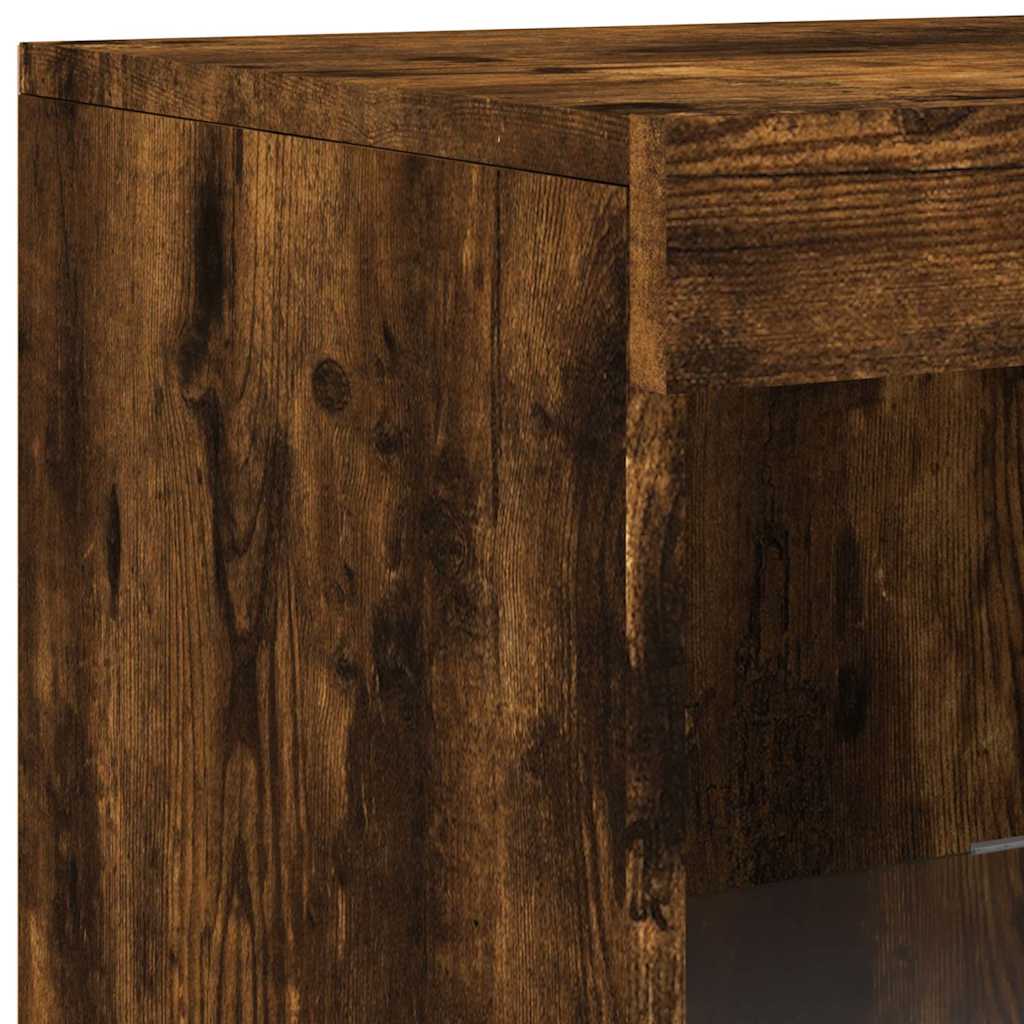 Buffets avec lumières LED 3 pcs chêne fumé bois d'ingénierie - XIOS