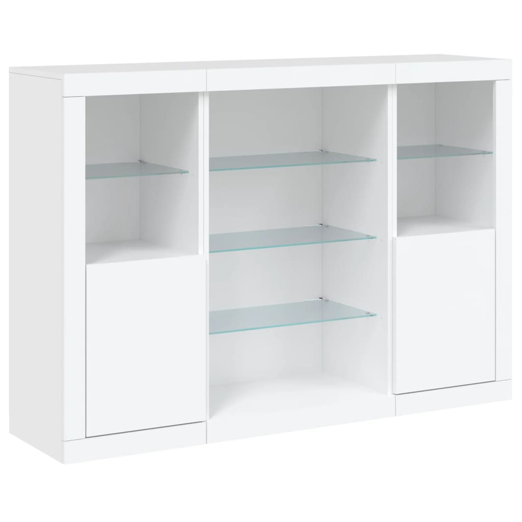 Buffets avec lumières LED 3 pcs blanc bois d'ingénierie - XIOS