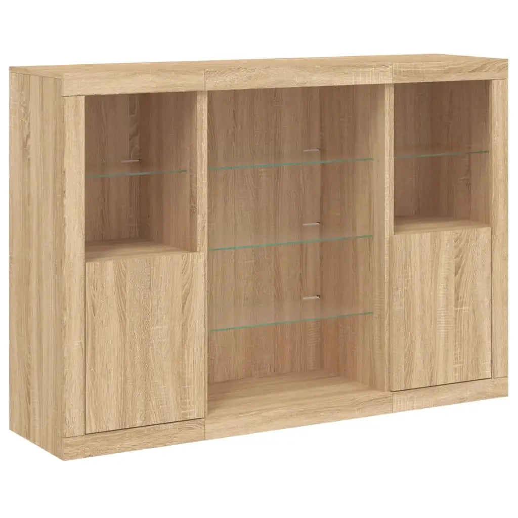 Buffets avec lumières LED 3 pcs chêne sonoma bois d’ingénierie - XIOS