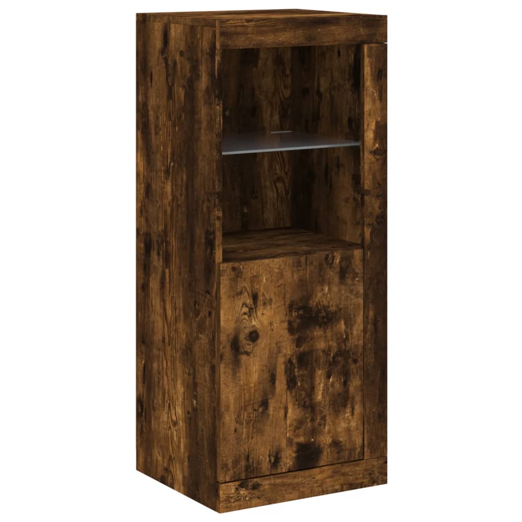 Buffets avec lumières LED 3 pcs chêne fumé bois d'ingénierie - XIOS