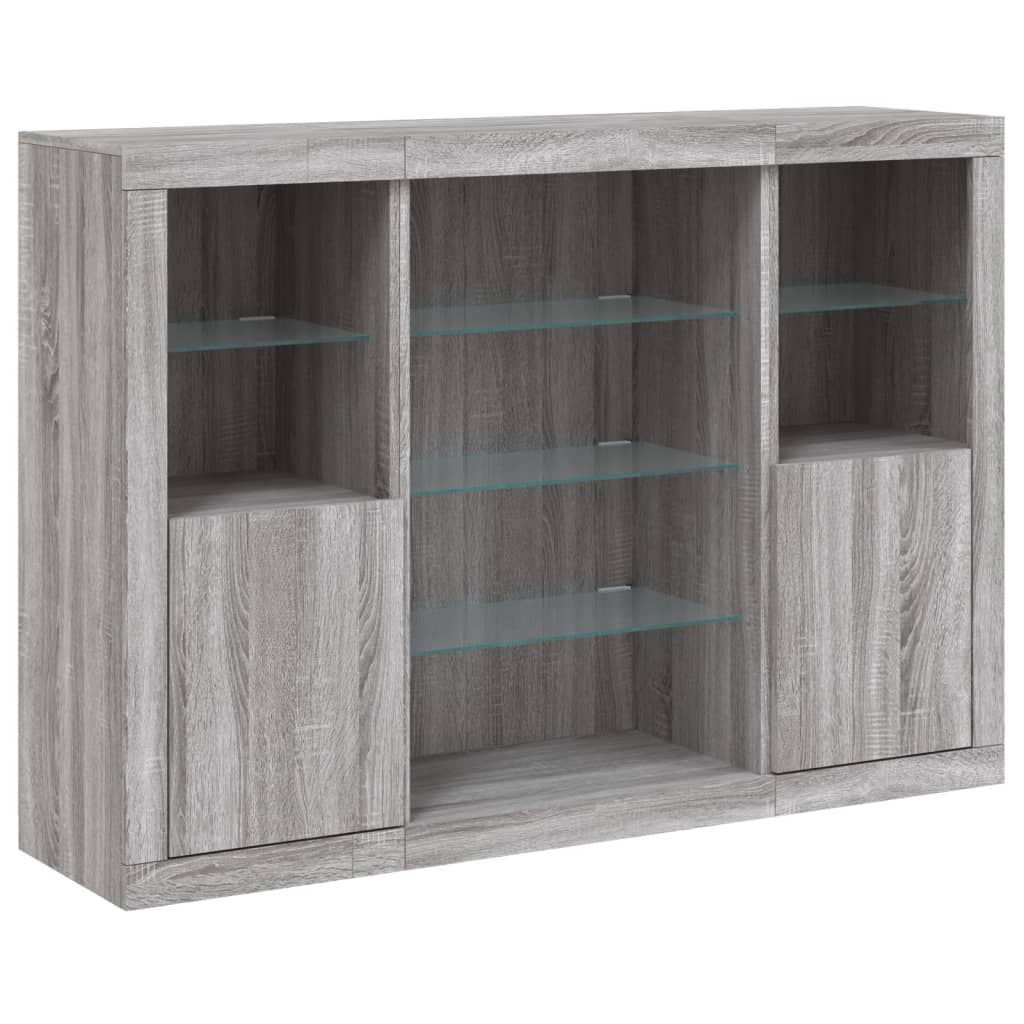Buffets avec lumières LED 3 pcs sonoma gris bois d'ingénierie - XIOS