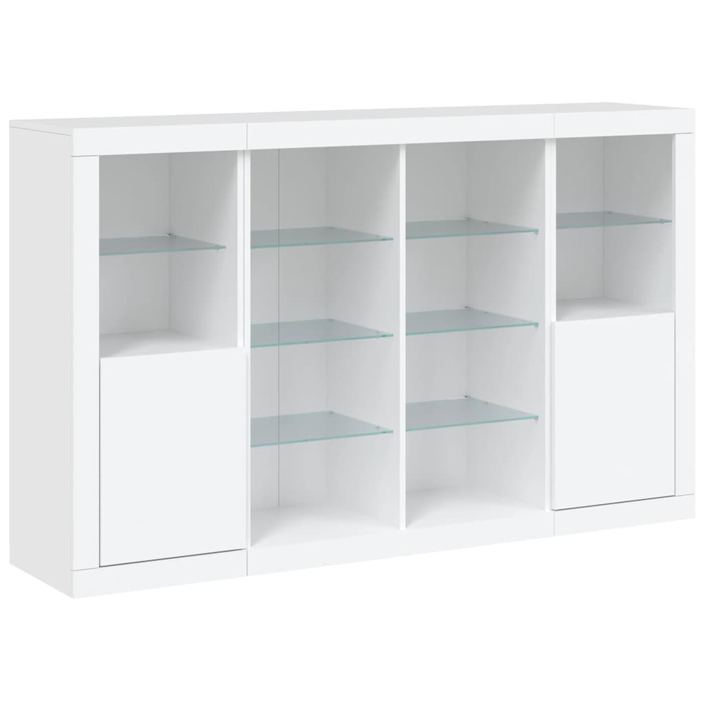 Buffets avec lumières LED 3 pcs blanc bois d'ingénierie - XIOS