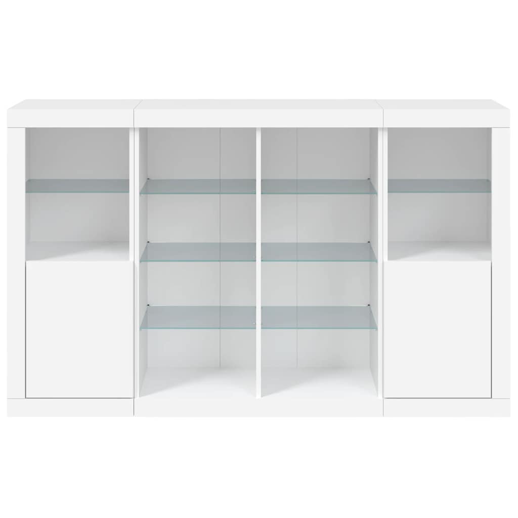 Buffets avec lumières LED 3 pcs blanc bois d'ingénierie - XIOS