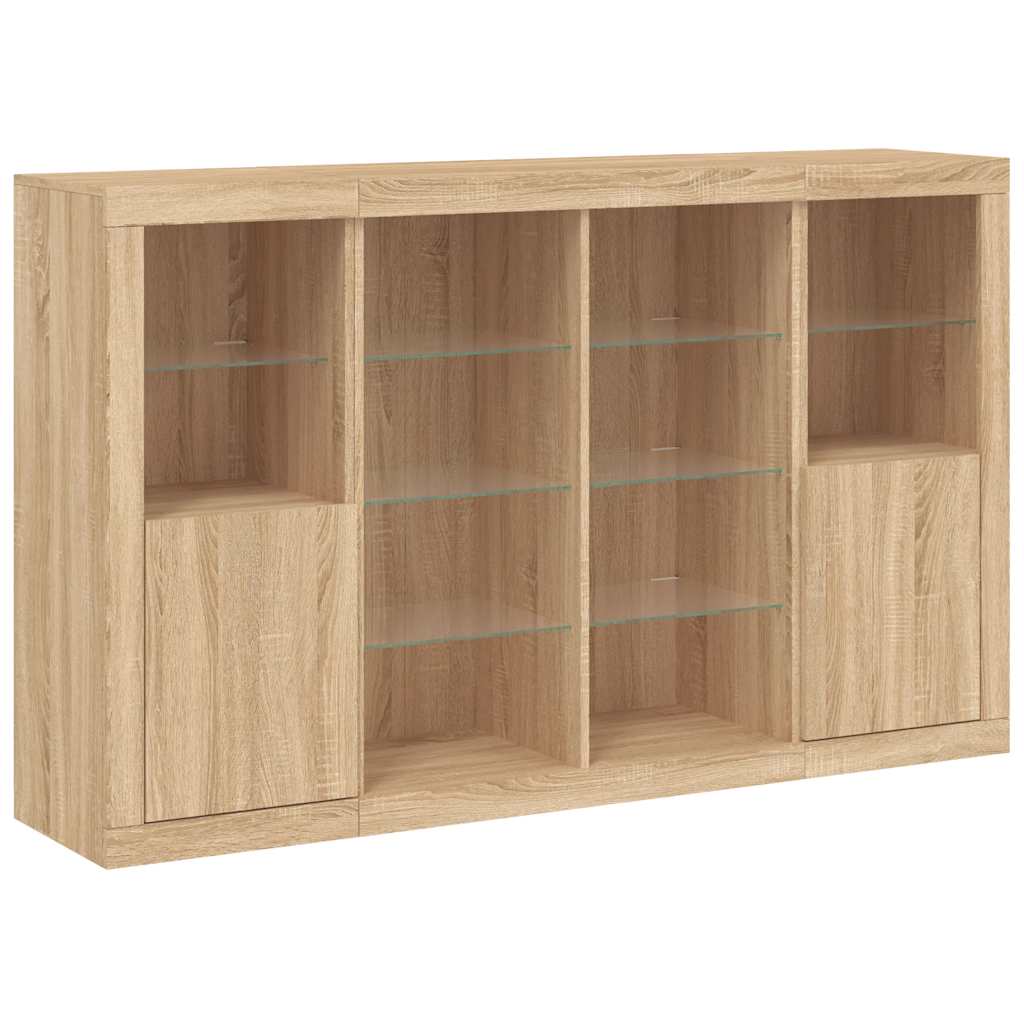 Buffets avec lumières LED 3 pcs chêne sonoma bois d'ingénierie - XIOS