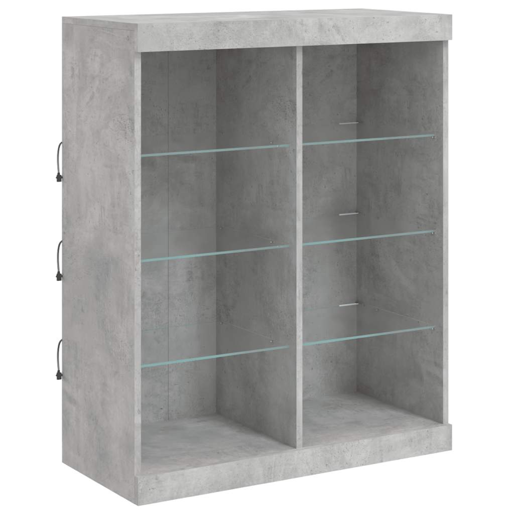 Buffets avec lumières LED 3 pcs gris béton bois d'ingénierie - XIOS