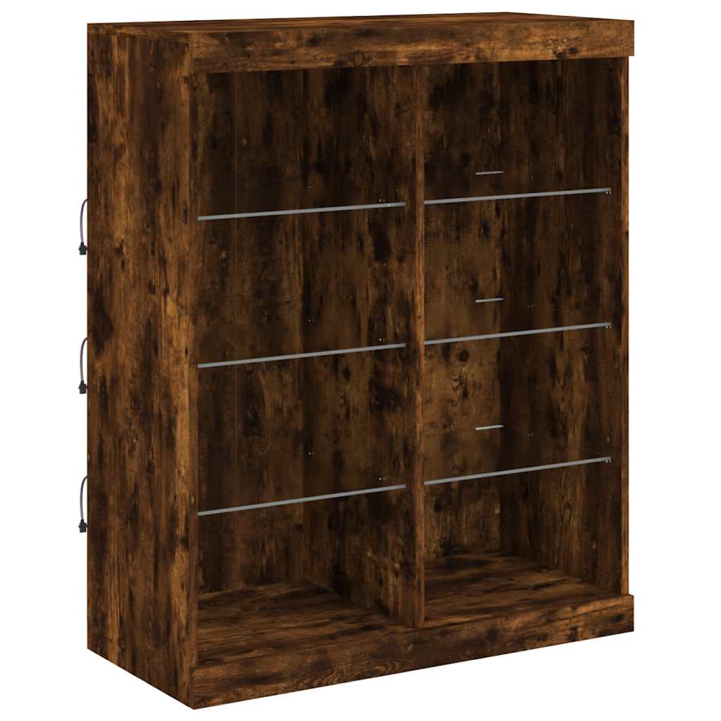 Buffets avec lumières LED 3 pcs chêne fumé bois d'ingénierie - XIOS