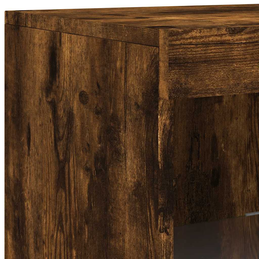 Buffets avec lumières LED 3 pcs chêne fumé bois d'ingénierie - XIOS