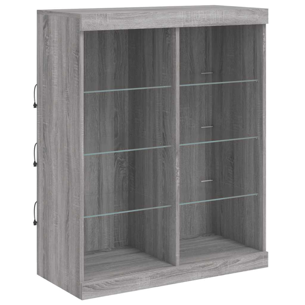 Buffets avec lumières LED 3 pcs sonoma gris bois d'ingénierie - XIOS