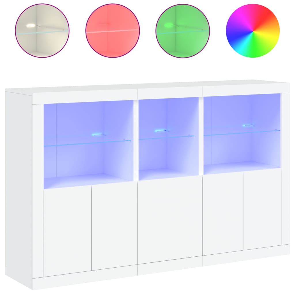 Buffet avec lumières LED blanc 162x37x100 cm - XIOS