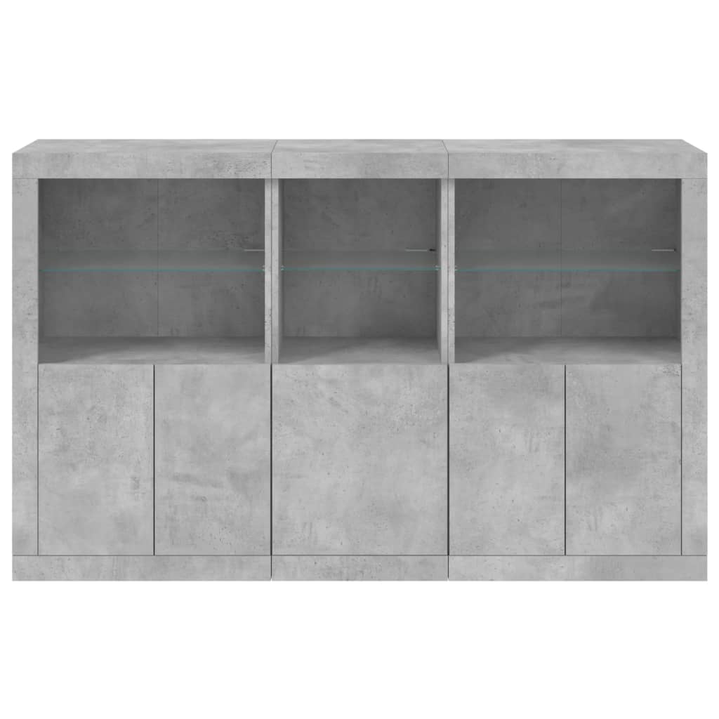 Buffet avec lumières LED gris béton 162x37x100 cm - XIOS