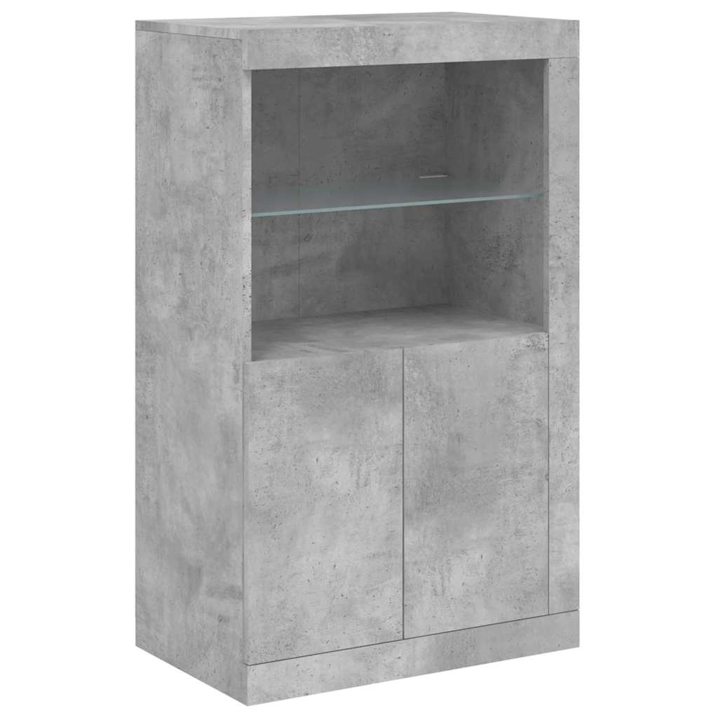 Buffet avec lumières LED gris béton 162x37x100 cm - XIOS