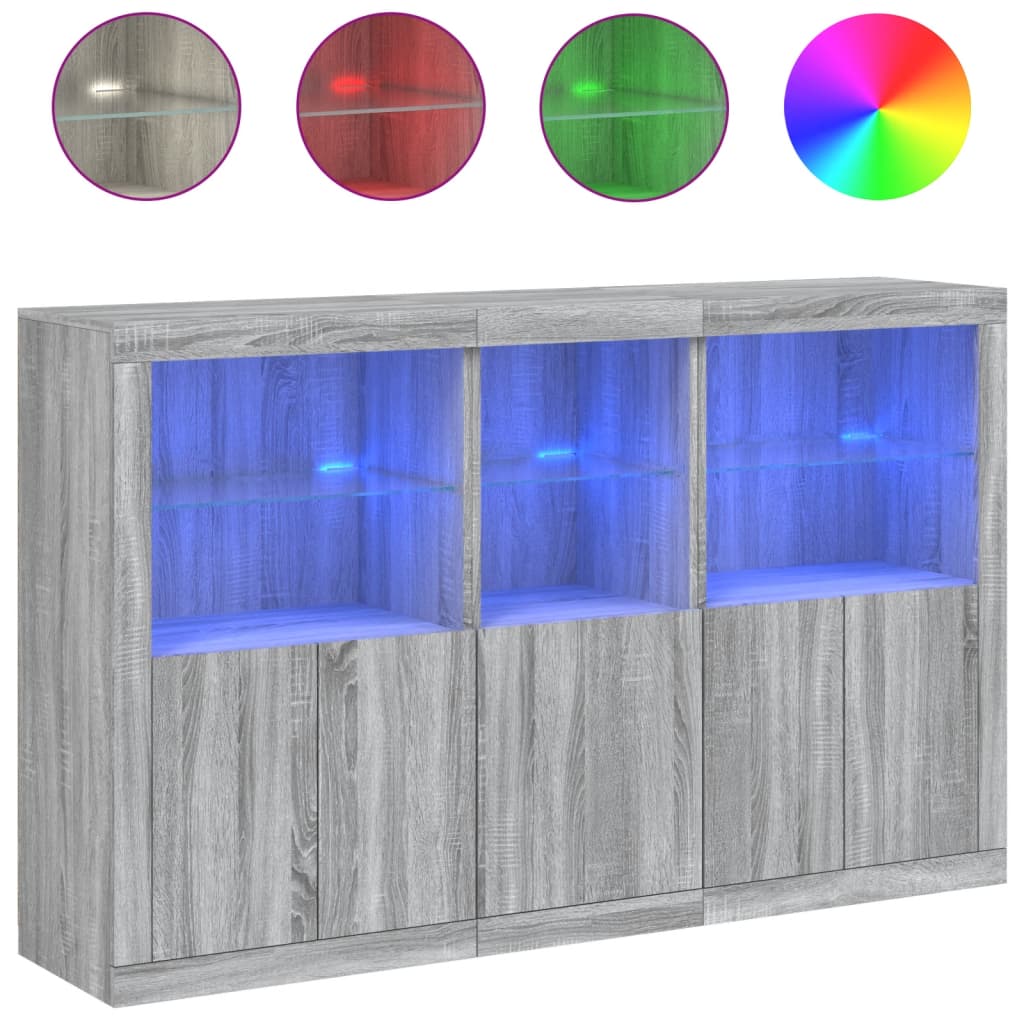 Buffet avec lumières LED sonoma gris 162x37x100 cm - XIOS