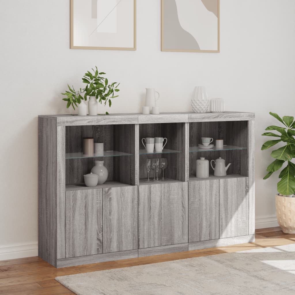 Buffet avec lumières LED sonoma gris 162x37x100 cm - XIOS