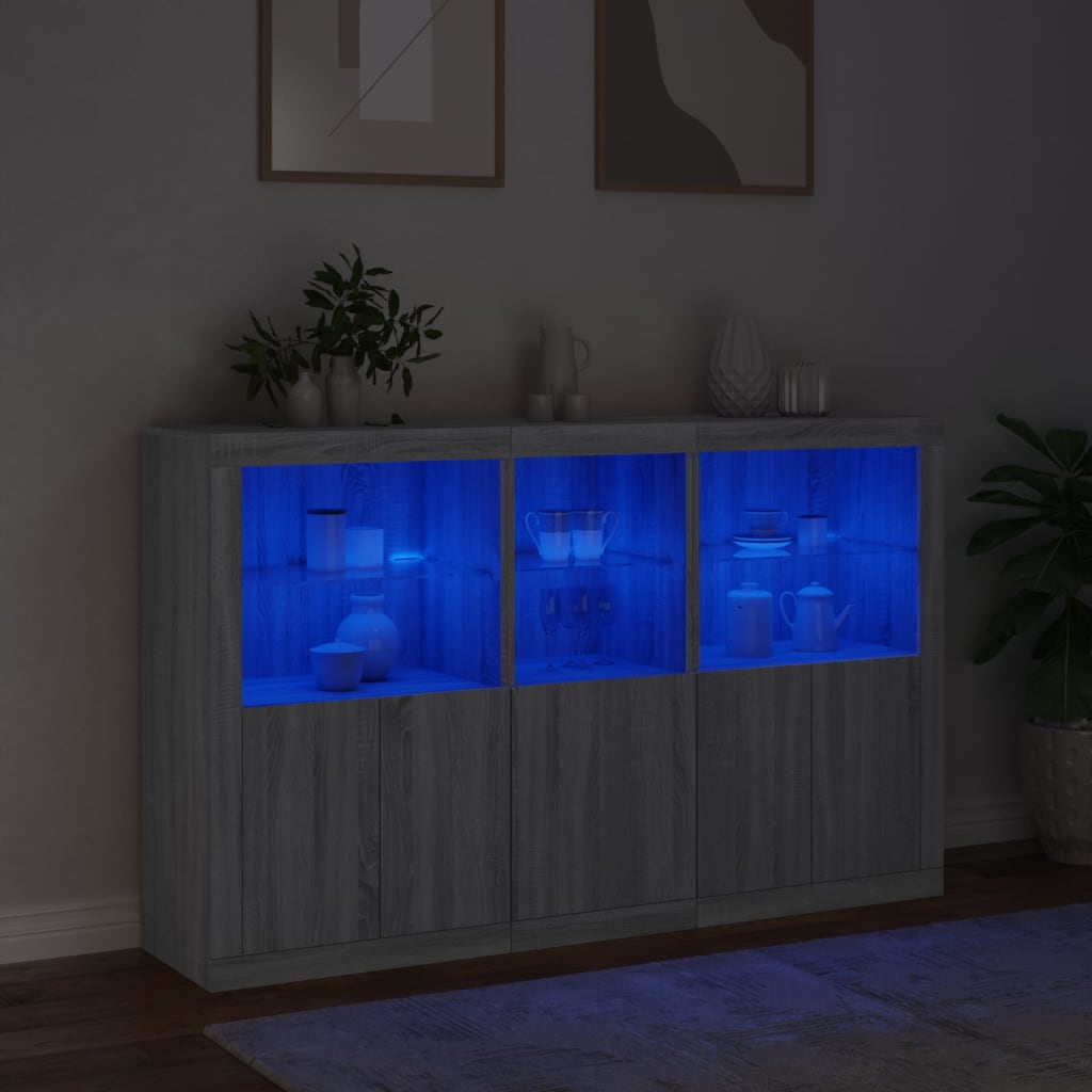 Buffet avec lumières LED sonoma gris 162x37x100 cm - XIOS