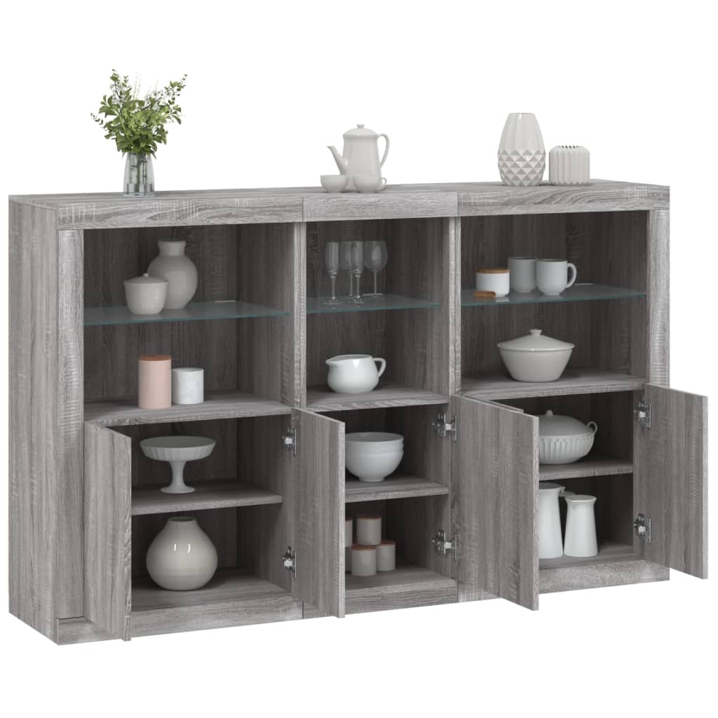Buffet avec lumières LED sonoma gris 162x37x100 cm - XIOS