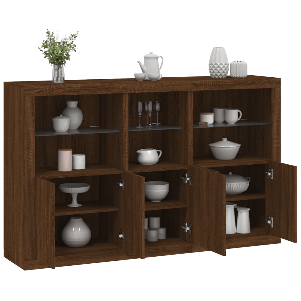 Buffet avec lumières LED chêne marron 162x37x100 cm - XIOS