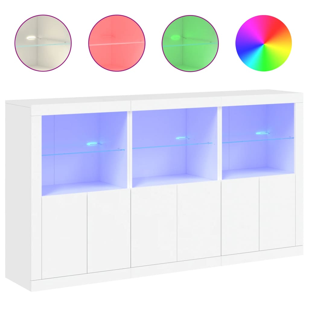 Buffet avec lumières LED blanc 181,5x37x100 cm - XIOS