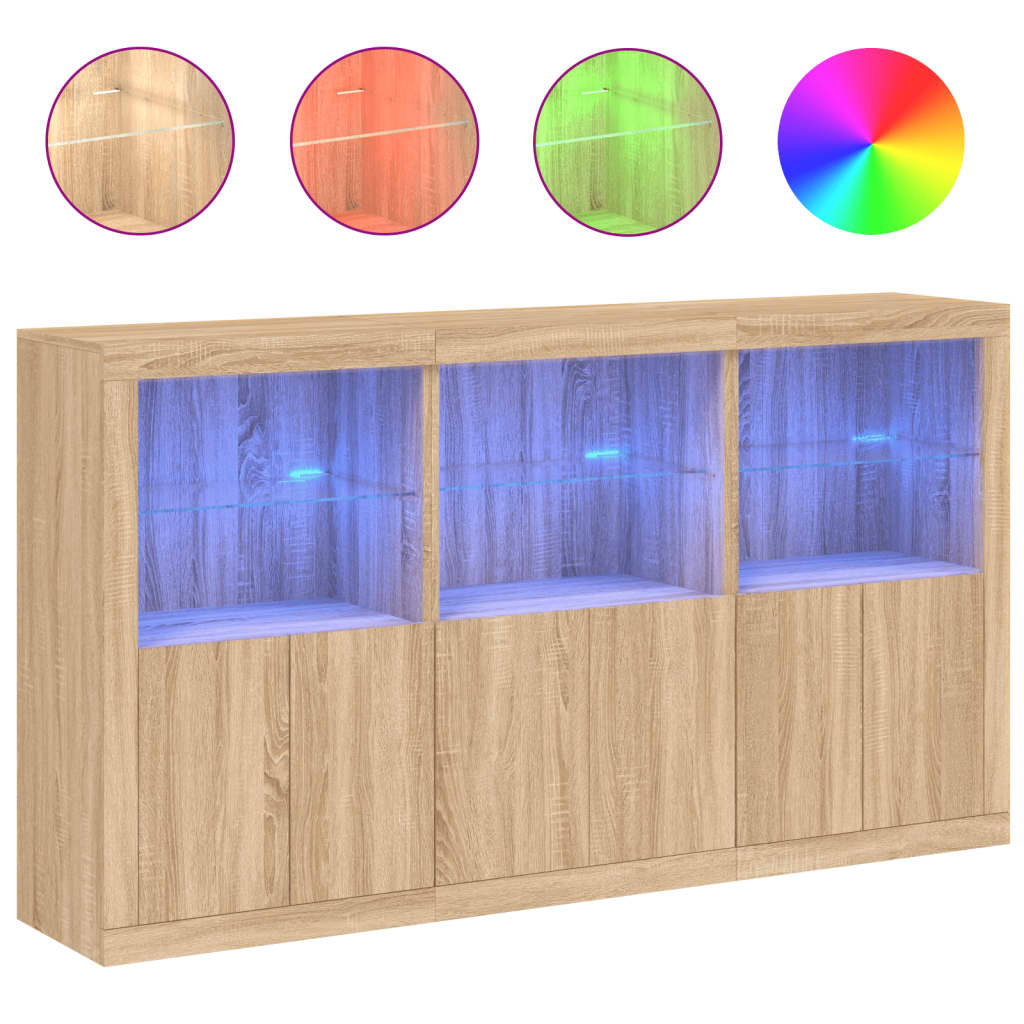 Buffet avec lumières LED chêne sonoma 181,5x37x100 cm - XIOS