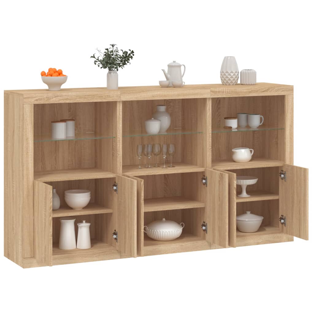 Buffet avec lumières LED chêne sonoma 181,5x37x100 cm - XIOS