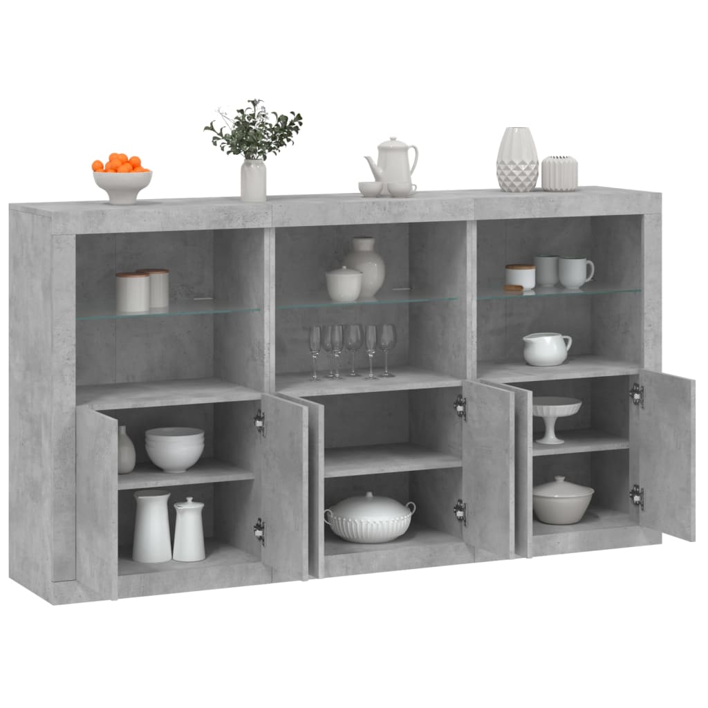 Buffet avec lumières LED gris béton 181,5x37x100 cm - XIOS