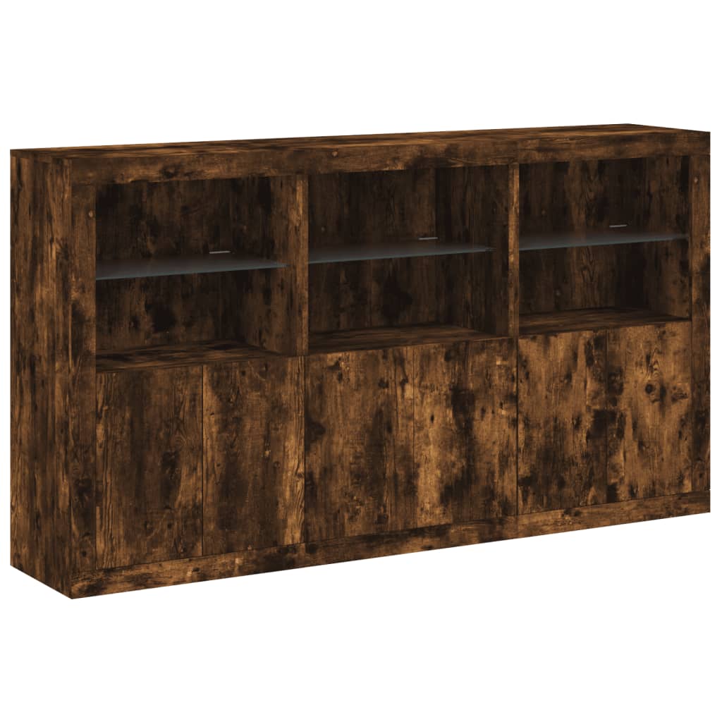 Buffet avec lumières LED chêne fumé 181,5x37x100 cm - XIOS