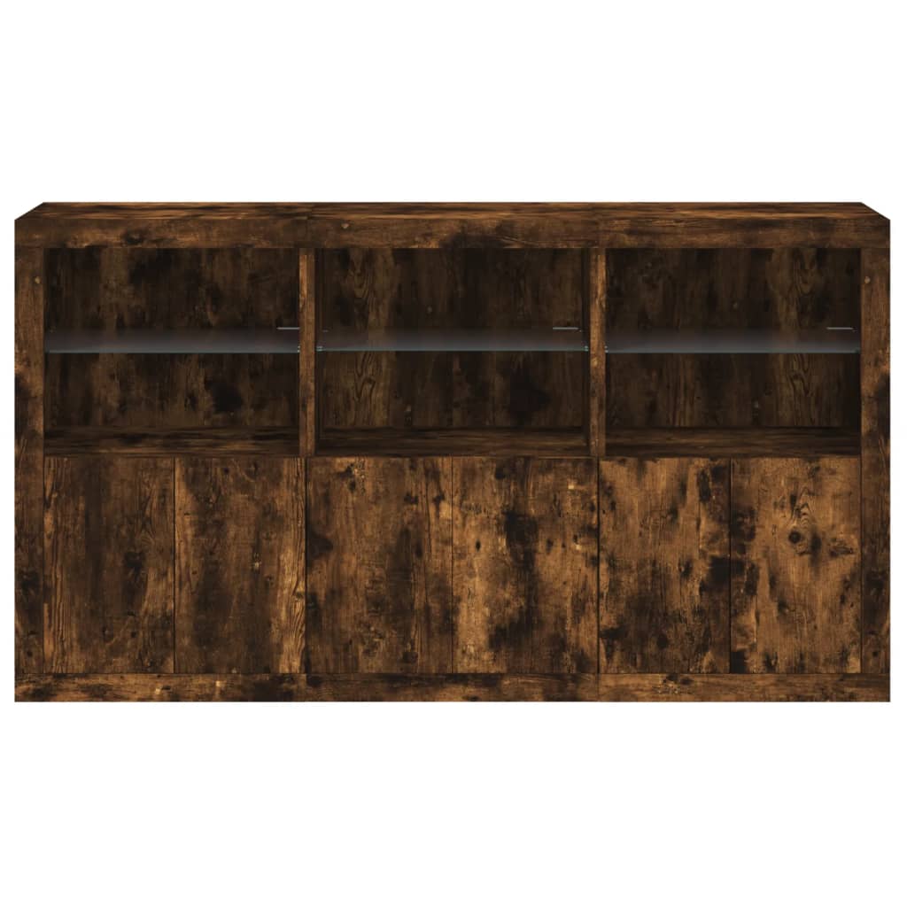 Buffet avec lumières LED chêne fumé 181,5x37x100 cm - XIOS