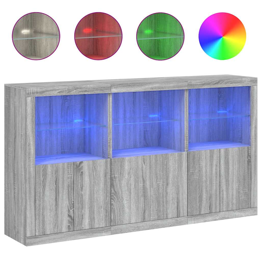 Buffet avec lumières LED sonoma gris 181,5x37x100 cm - XIOS