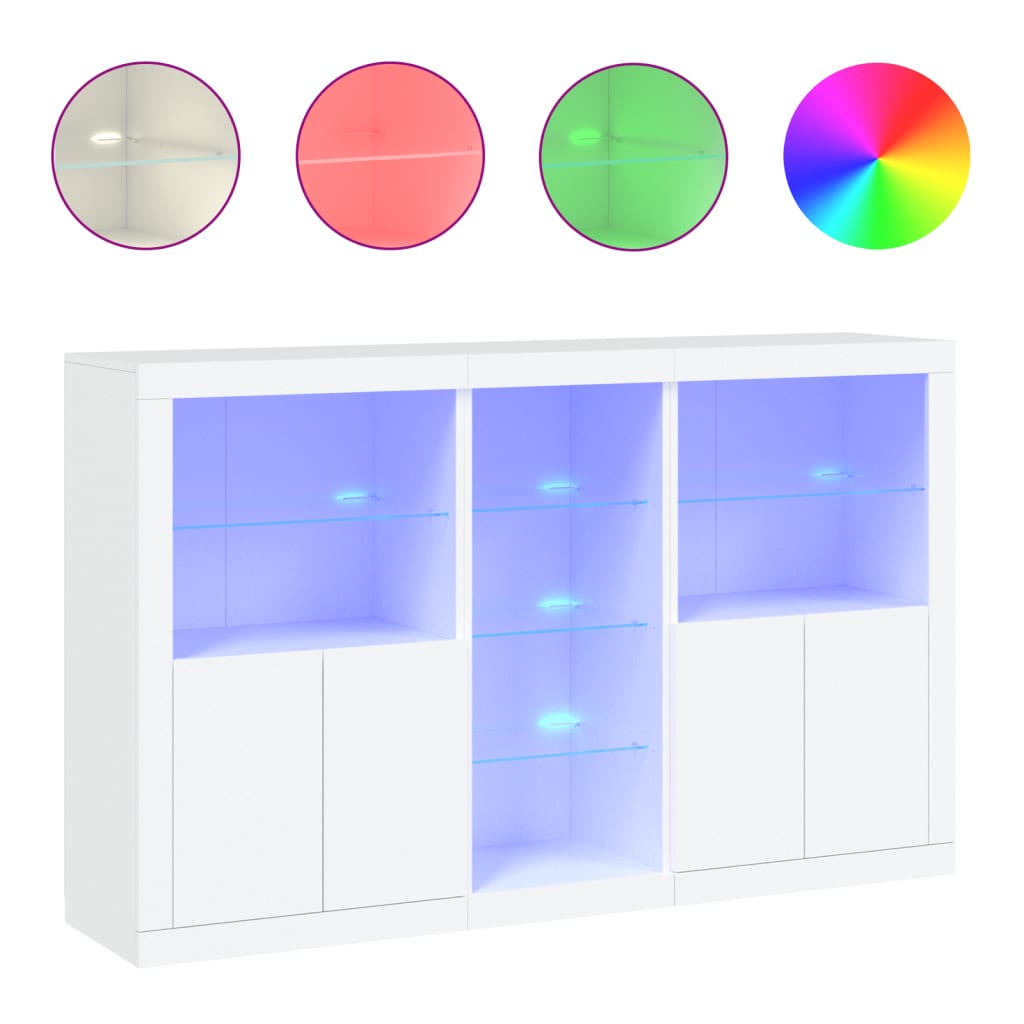Buffet avec lumières LED blanc 162x37x100 cm - XIOS