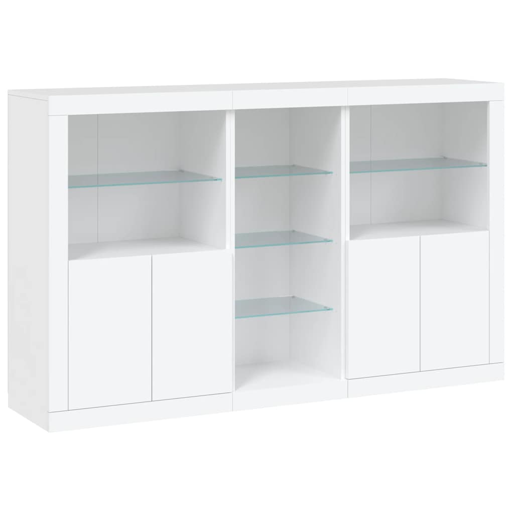 Buffet avec lumières LED blanc 162x37x100 cm - XIOS