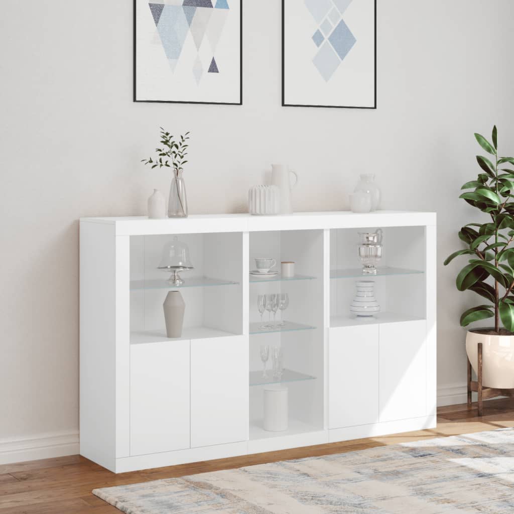 Buffet avec lumières LED blanc 162x37x100 cm - XIOS