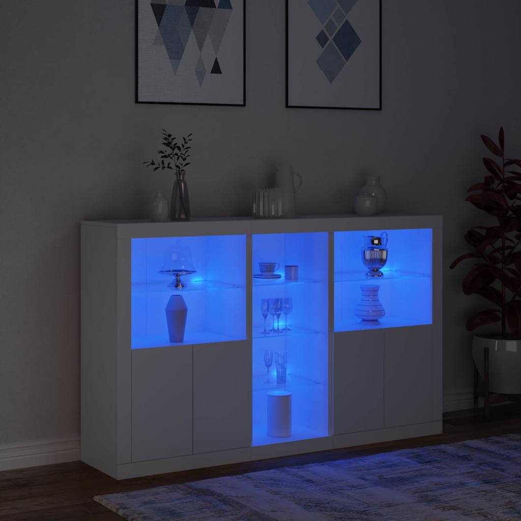 Buffet avec lumières LED blanc 162x37x100 cm - XIOS