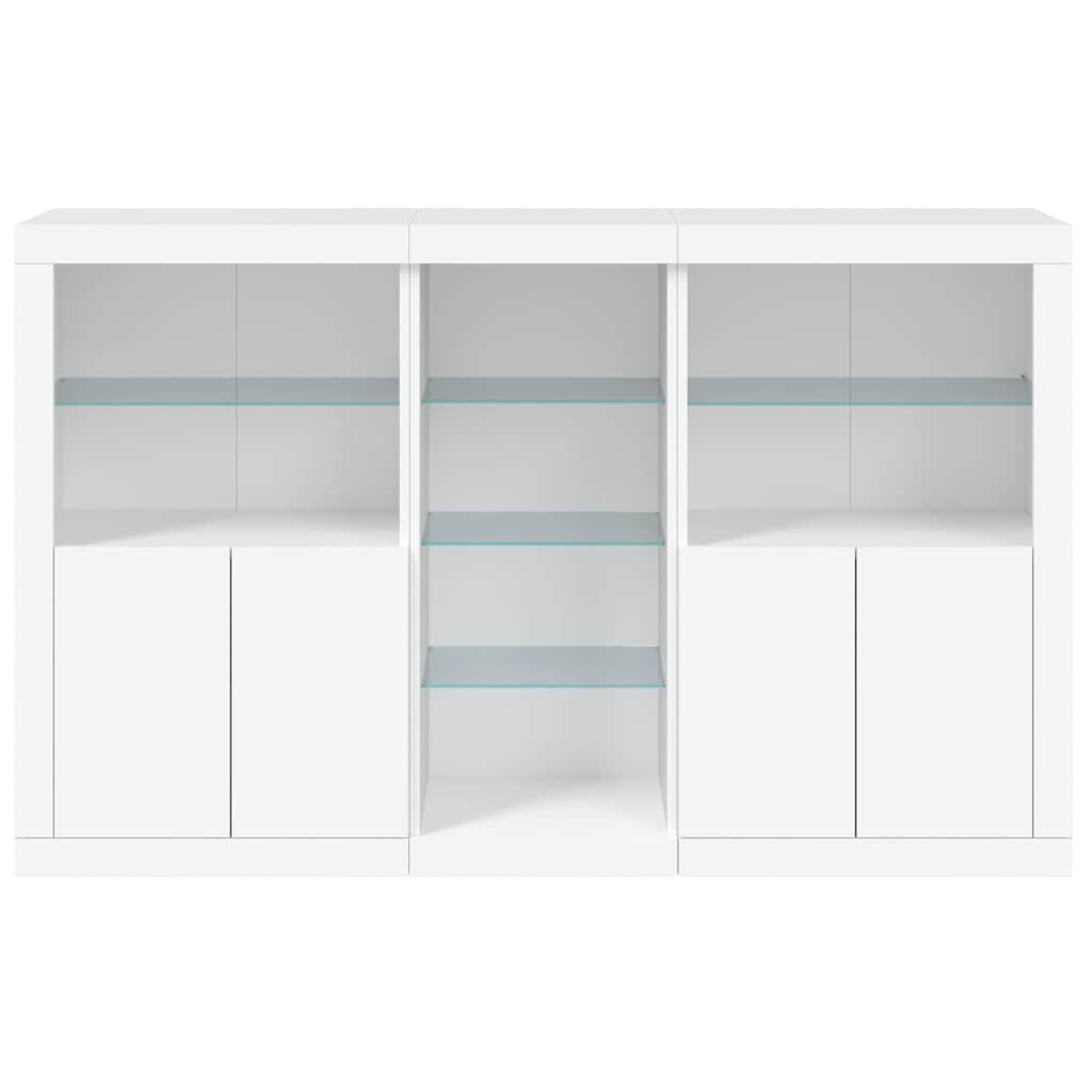 Buffet avec lumières LED blanc 162x37x100 cm - XIOS