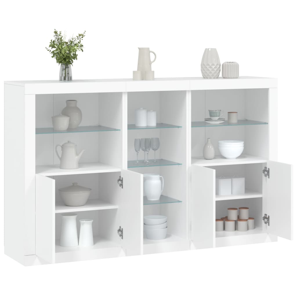 Buffet avec lumières LED blanc 162x37x100 cm - XIOS