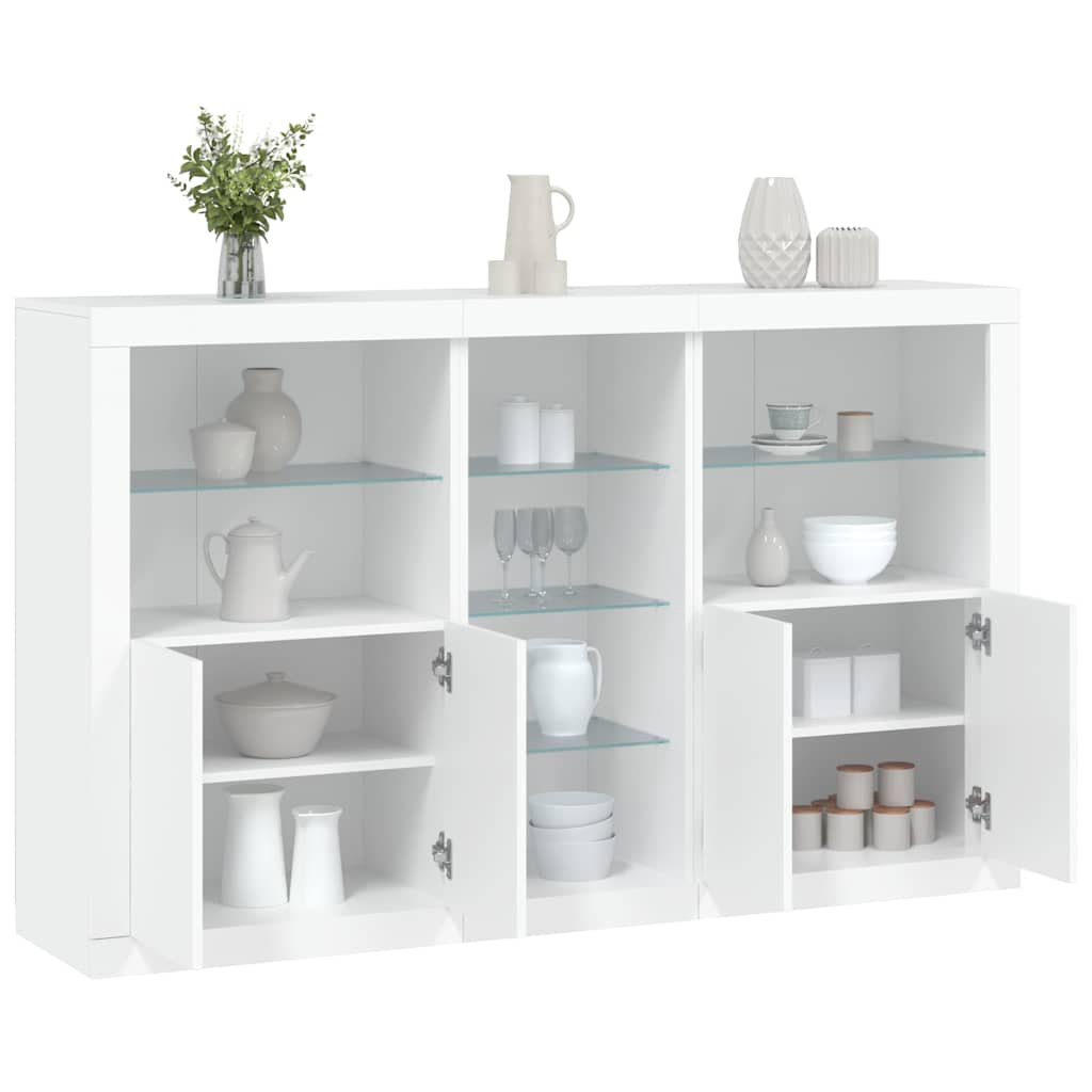 Buffet avec lumières LED blanc 162x37x100 cm - XIOS