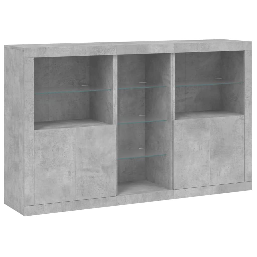 Buffet avec lumières LED gris béton 162x37x100 cm - XIOS