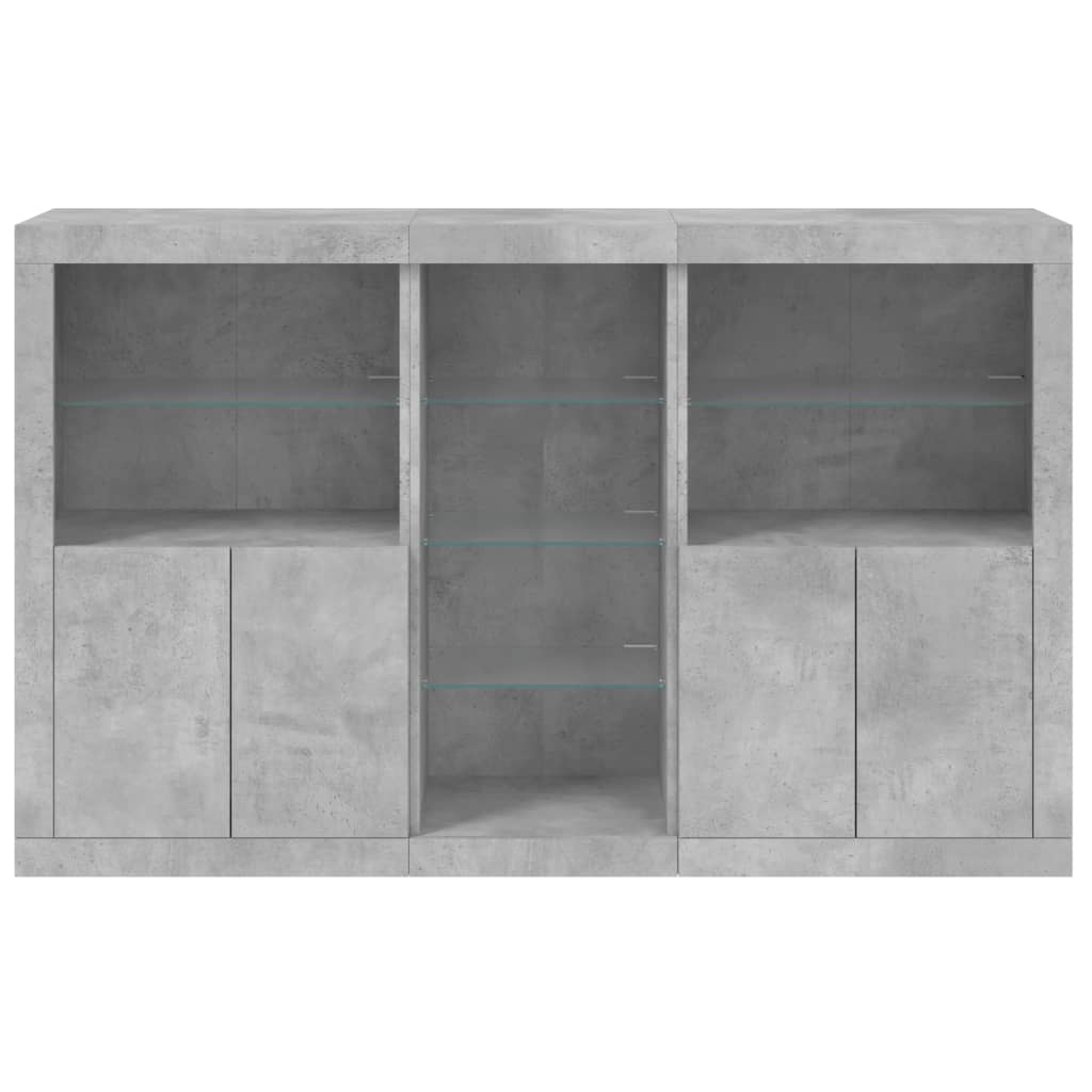 Buffet avec lumières LED gris béton 162x37x100 cm - XIOS
